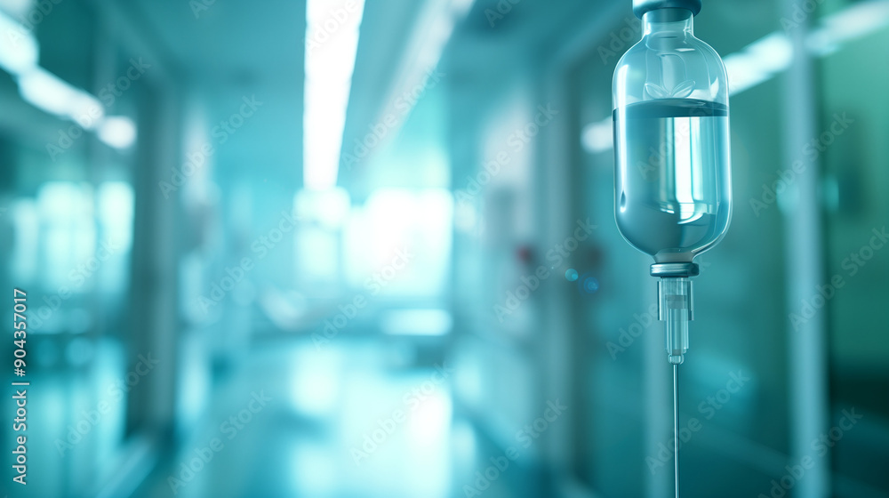 Close-up of a medical IV drip in a hospital setting, showing details of the dropper and flexible tubing that delivers the fluid to the patient. Close-up of a medical IV drip in a hospital setting, showing details of the dropper and flexible tubing that delivers the fluid to the patient.