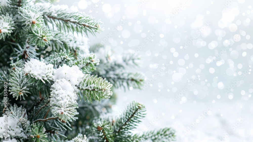 spruce branches with snow with space for text. spruce branches with snow with space for text.