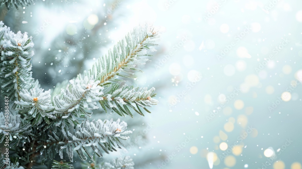 spruce branches with snow with space for text. spruce branches with snow with space for text.