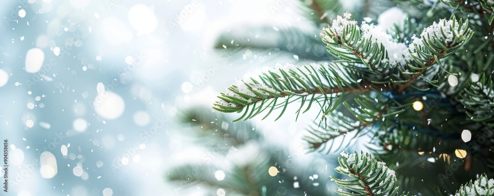spruce branches with snow with space for text. spruce branches with snow with space for text.
