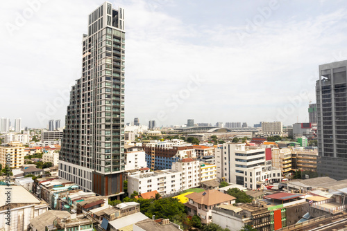 Tall structures in a large metropolis Large metropolis by day, panoramic picture of the city