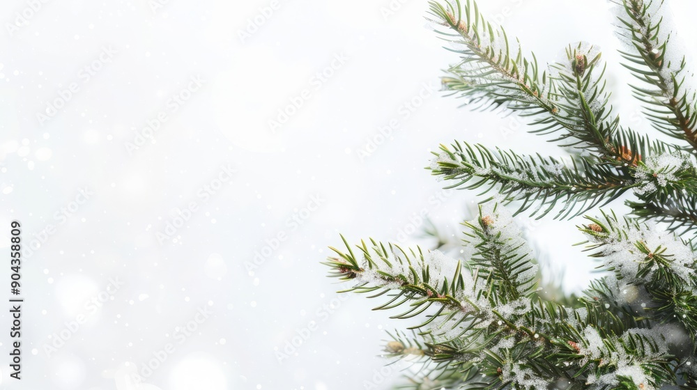 spruce branches with snow with space for text. spruce branches with snow with space for text.