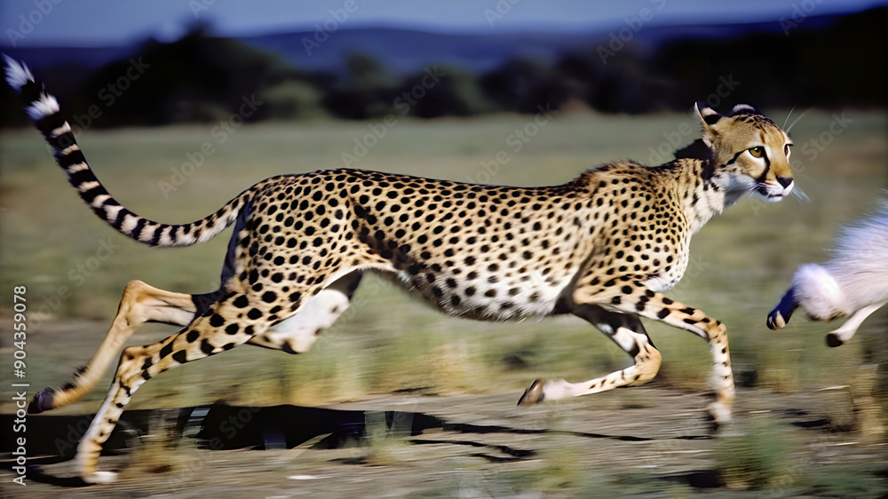 Obraz premium a hungry cheetah sprinting across the savannah