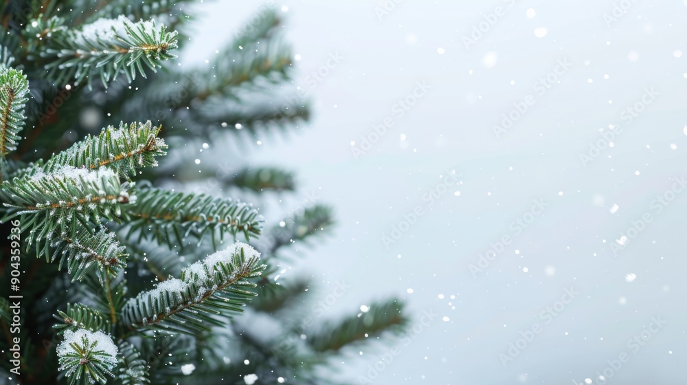 spruce branches with snow with space for text. spruce branches with snow with space for text.