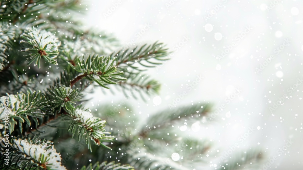 spruce branches with snow with space for text. spruce branches with snow with space for text.
