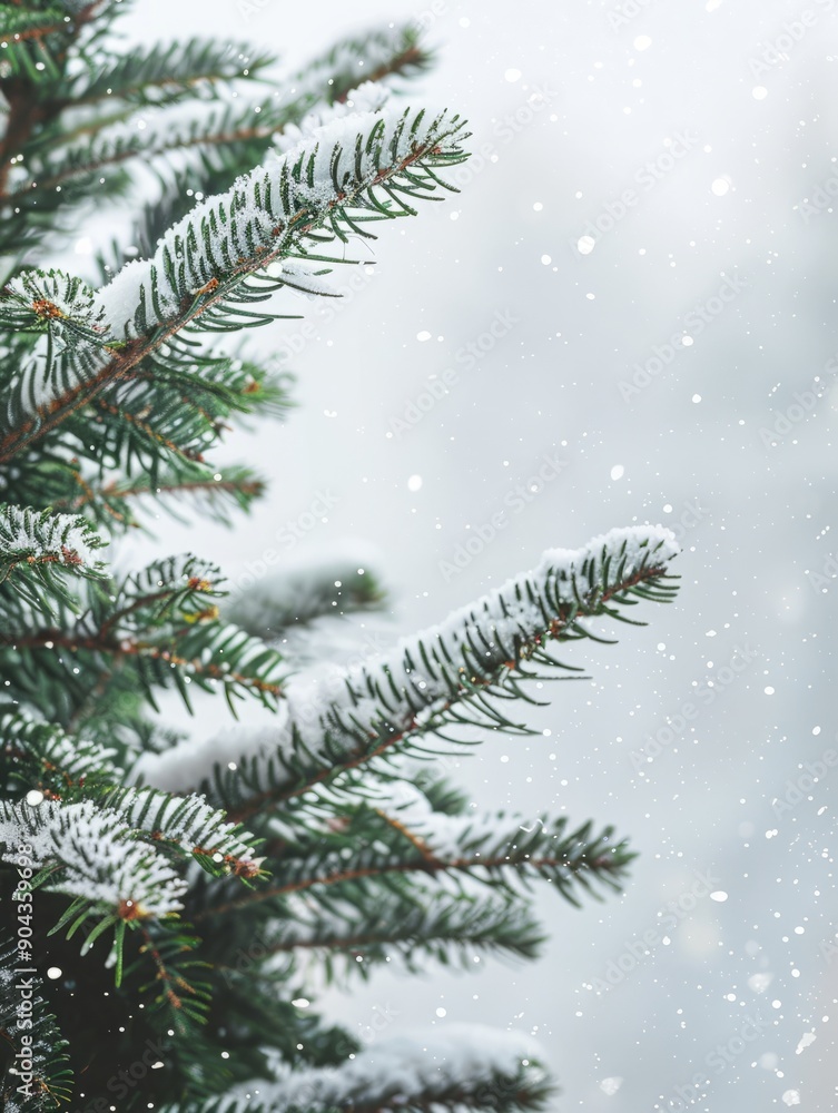 spruce branches with snow with space for text. spruce branches with snow with space for text.