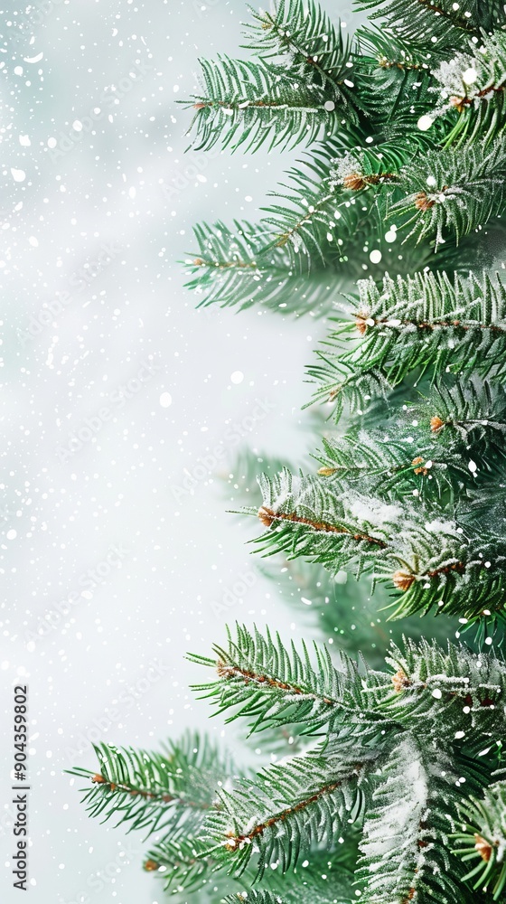 Fototapeta premium spruce branches with snow with space for text.