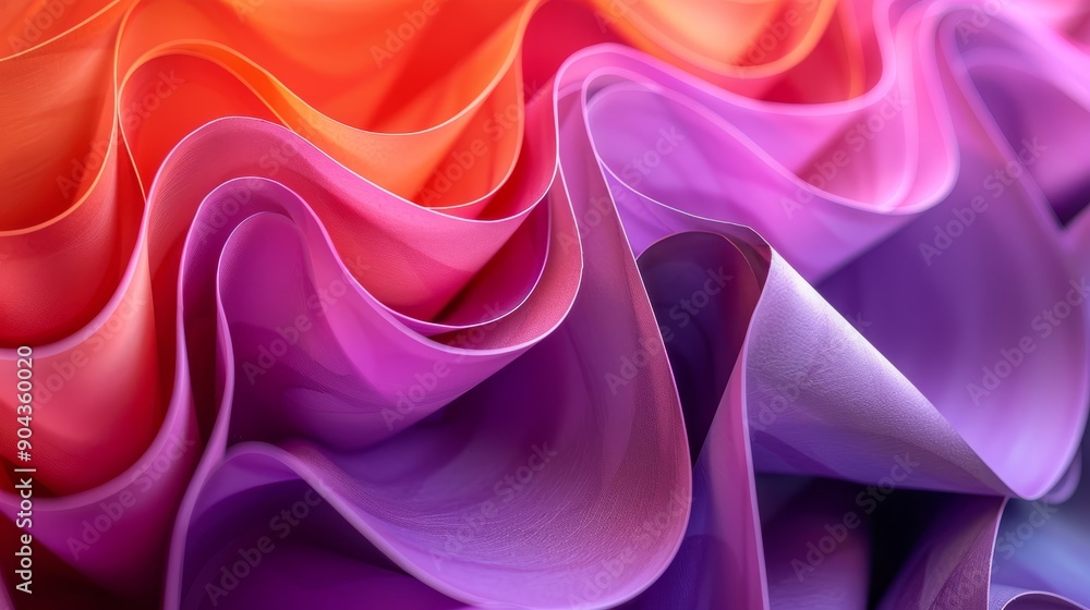 Obraz premium Close-up view of purple and pink paper arcs in wave patterns