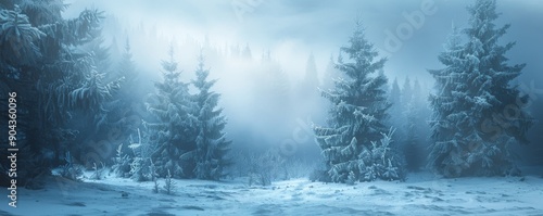 Banner or wallpaper illustration of a winter christmas scene