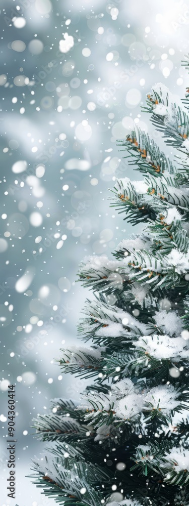 decorated christmas tree branches with snow. decorated christmas tree branches with snow.