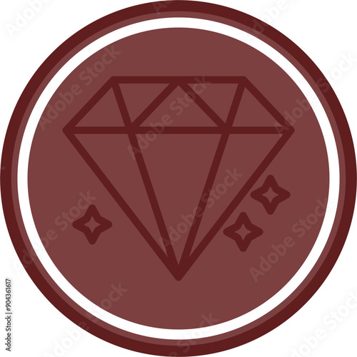 Diamond Vector Line Double Circle Maroon