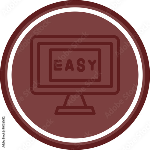 Easy Vector Line Double Circle Maroon