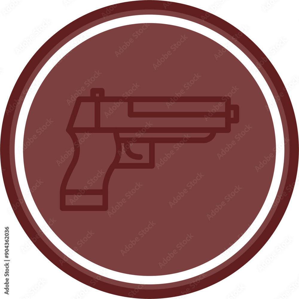 Pistol Vector Line Double Circle Maroon Pistol Vector Line Double Circle Maroon