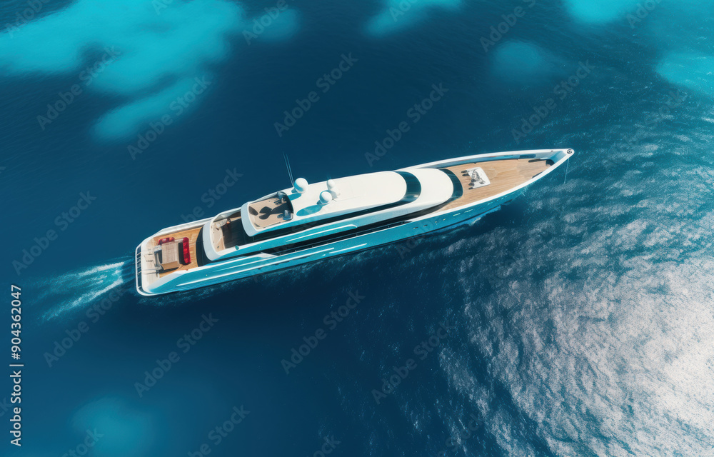 Drone Shot of Yacht in Crystal Clear Turquoise Waters Drone Shot of Yacht in Crystal Clear Turquoise Waters