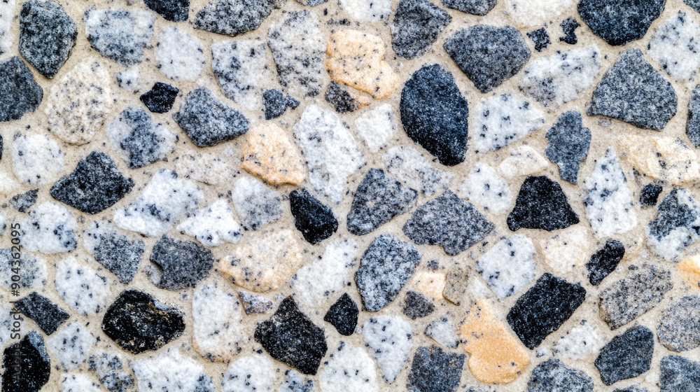 Wide angle of a rough granite surface with a mix of white, black, and grey specks Wide angle of a rough granite surface with a mix of white, black, and grey specks