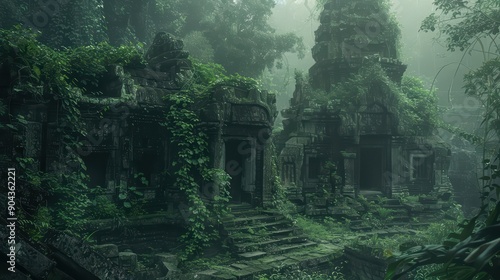 The remnants of an ancient civilization, with crumbling stone structures and overgrown vegetation © Ibad