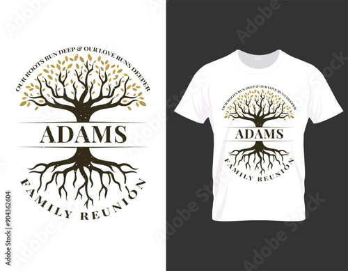 Adams family member can use this vector graphics for tshirt and annual family reunion. Trees, roots and beautiful vibrant colorful design that represent the Adams family reunion beautifully.
