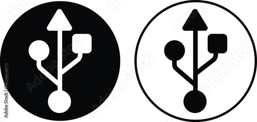 USB icon set. Flash disk flash drive flat and line black vector collection isolated on transparent background. Internet video. Console media storage, Computer Technology, charger, data transfer sign.