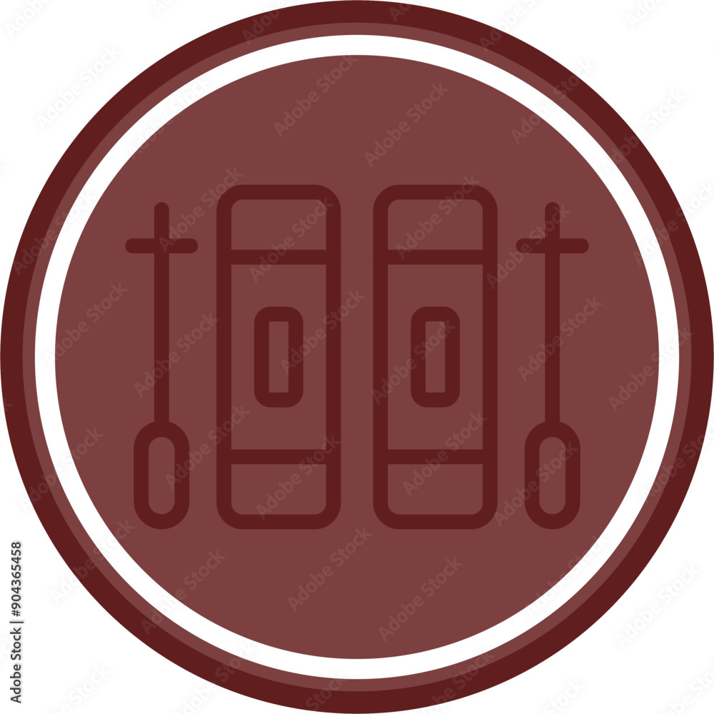 Fototapeta premium Skis Vector Line Double Circle Maroon