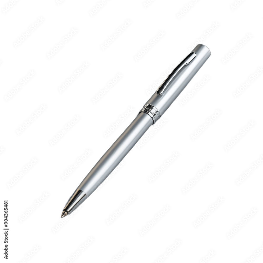 New stylish silver pen isolated on transparent background New stylish silver pen isolated on transparent background