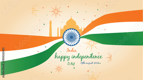 Happy independence day 2024 with fully editable vector file.