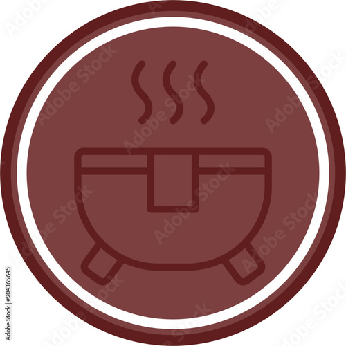 Hot Tub Vector Line Double Circle Maroon