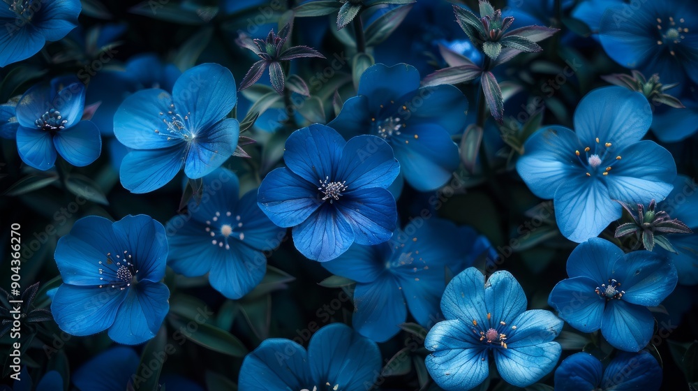 Vibrant blue flowers blooming in a lush garden during spring Vibrant blue flowers blooming in a lush garden during spring