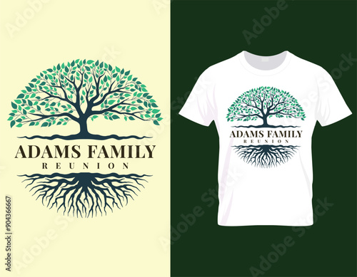 Adams family reunion tshirt vector design for printing with trees and quotes