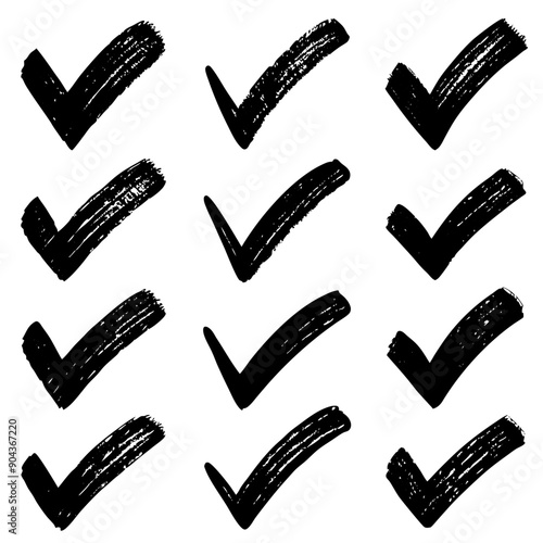 There is a collection of black check marks displayed on a white background
