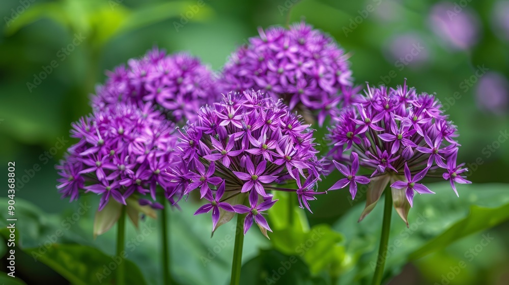Tiny star shaped purple blossoms blooming in a lush green garden in spring Tiny star shaped purple blossoms blooming in a lush green garden in spring