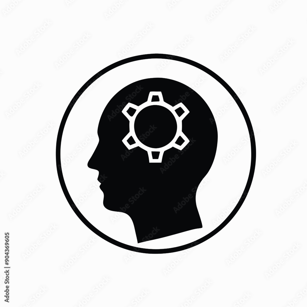 a head with setting icon vector silhouette, a head with setting icon vector silhouette,