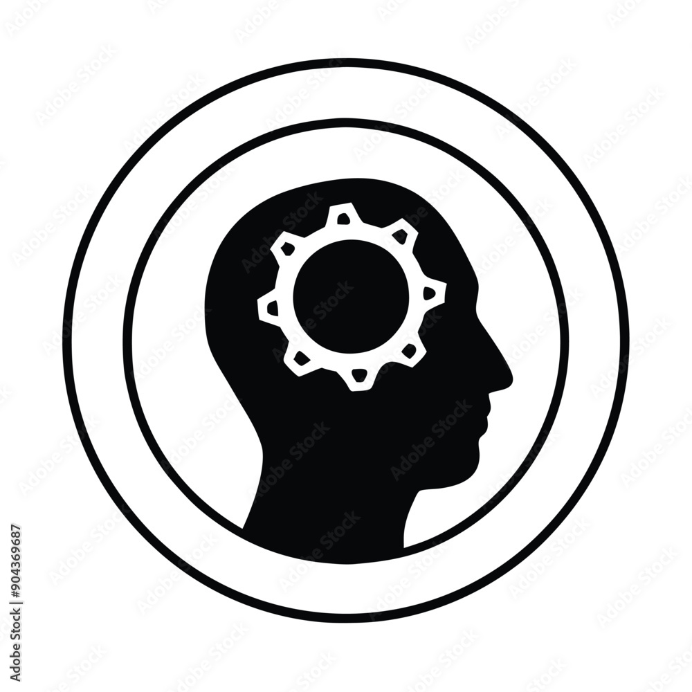 a head with setting icon vector silhouette, 