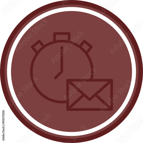 Express Mail Vector Line Double Circle Maroon