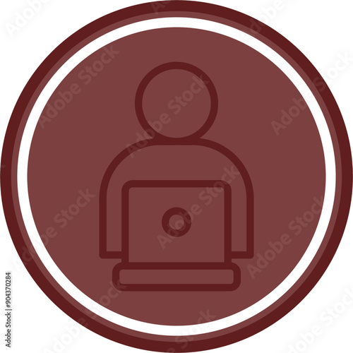 Office Worker Vector Line Double Circle Maroon