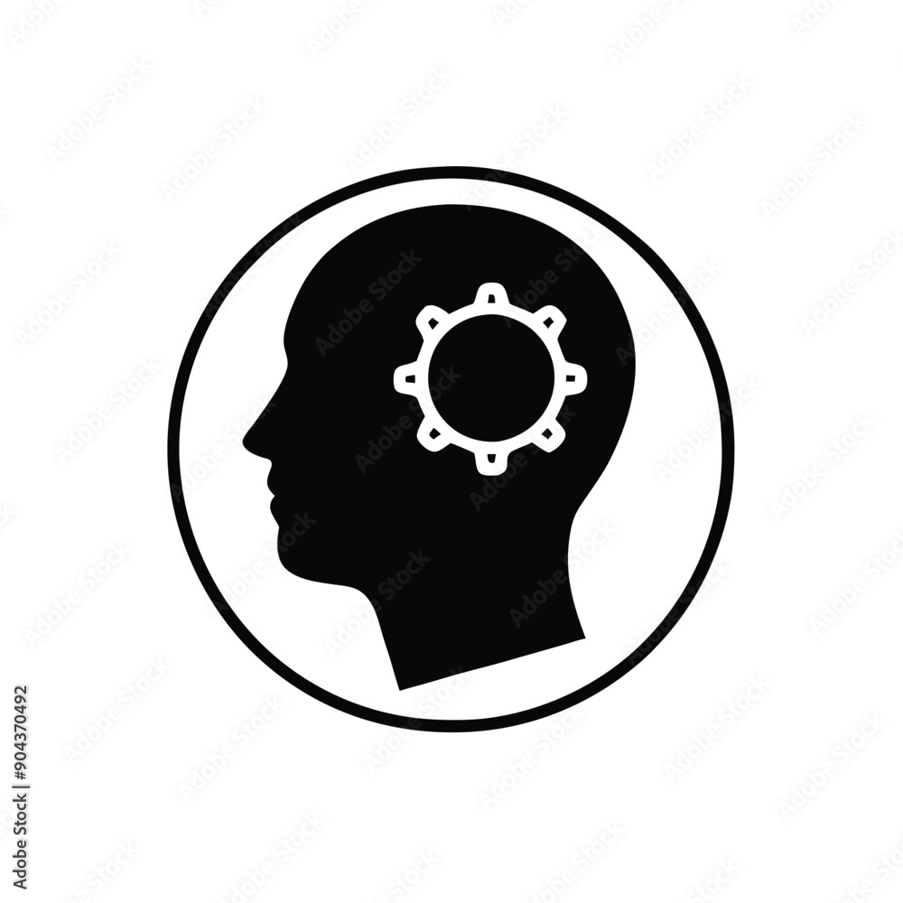 a head with setting icon vector silhouette, a head with setting icon vector silhouette,
