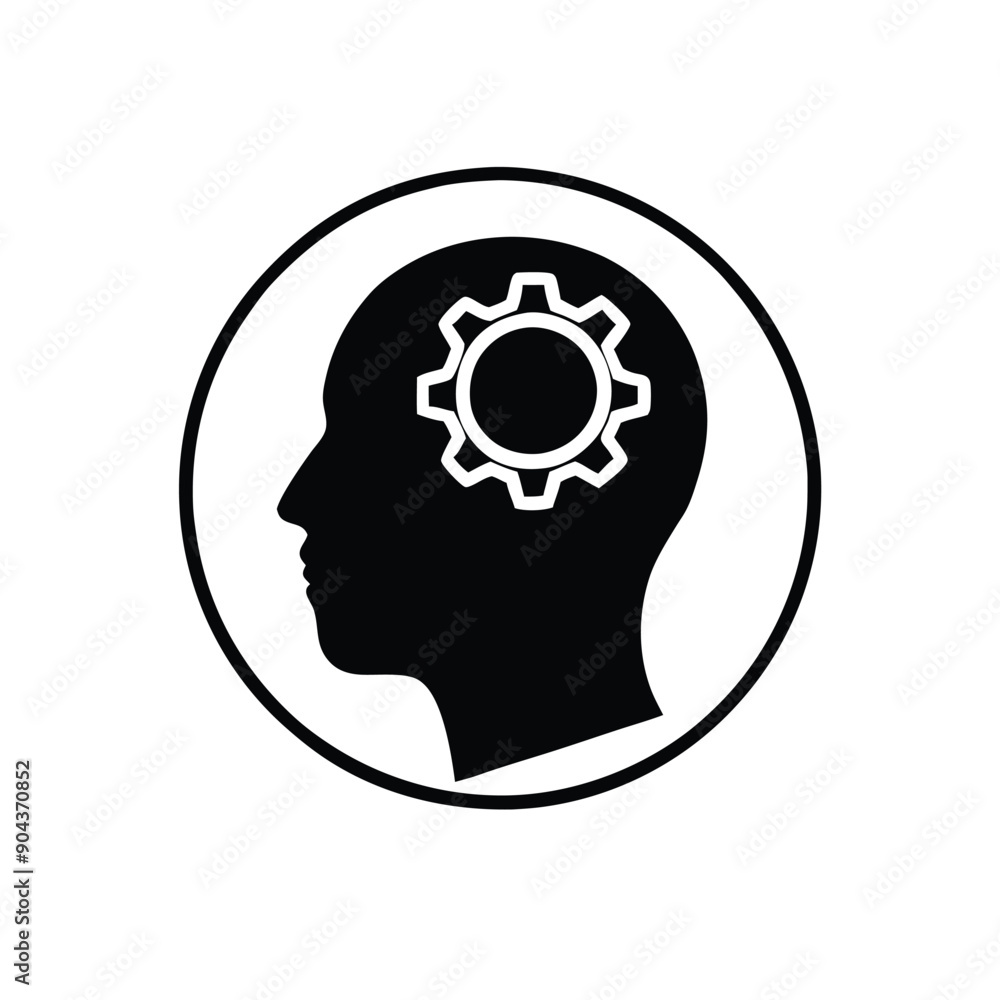a head with setting icon vector silhouette, a head with setting icon vector silhouette,