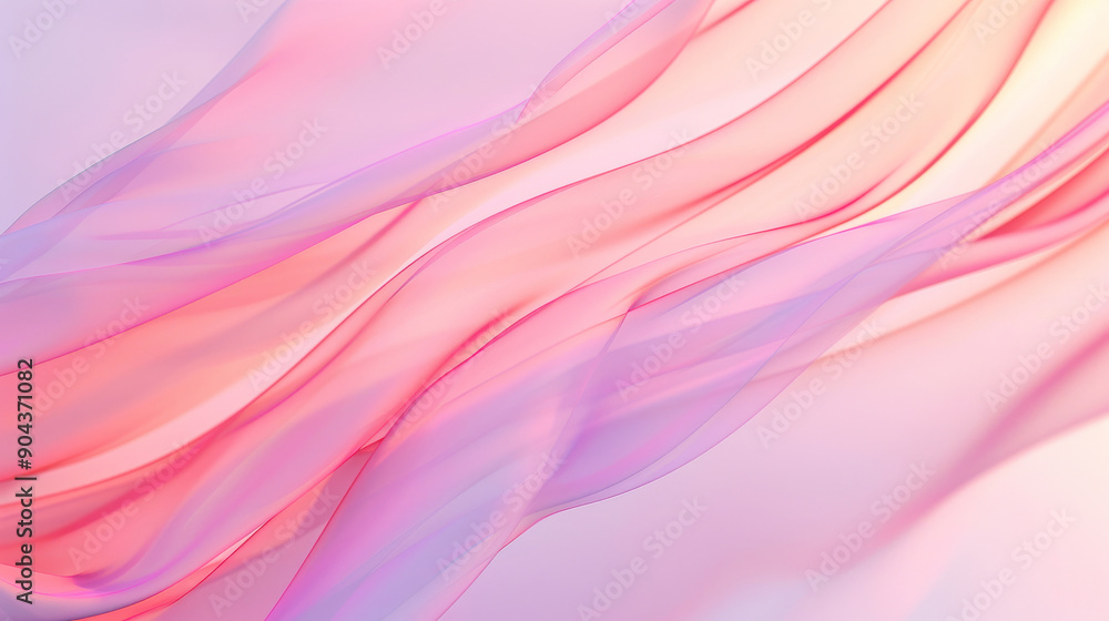 Fototapeta premium Abstract background wavy soft textured fabric layers pastel pink