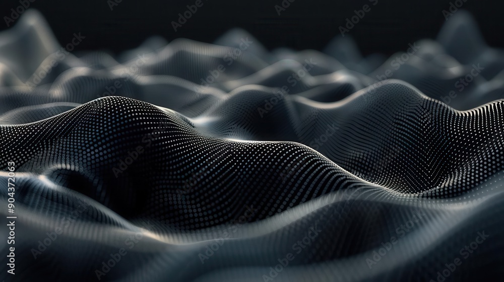 Abstract representation of volumetric sound waves in a dark space, audio visualization Abstract representation of volumetric sound waves in a dark space, audio visualization