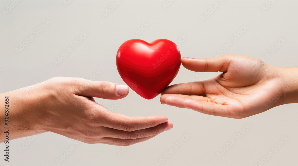 Two hands exchanging a bright red heart symbolizing love, connection, and compassion in a warm, emotional moment. donate heart organ Two hands exchanging a bright red heart symbolizing love, connection, and compassion in a warm, emotional moment. donate heart organ