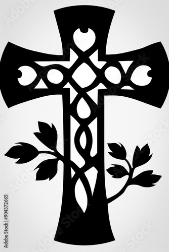 Celtic cross silhouette bla...