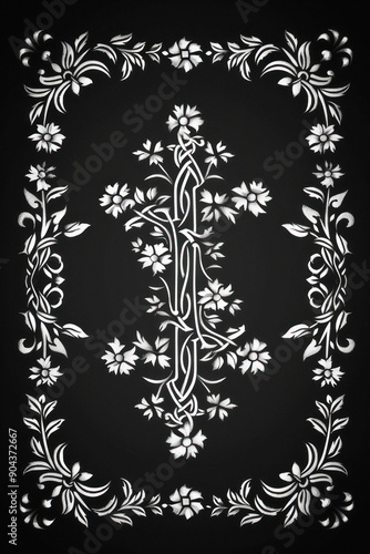 Celtic cross silhouette bla...