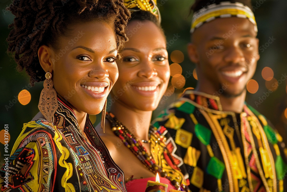 A man and two women are joyfully smiling while posing for a phot A man and two women are joyfully smiling while posing for a phot