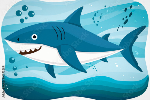 A great white shark swims i...