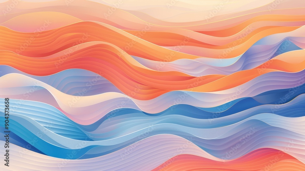 Colorful gradient wallpaper made of wavy shapes Colorful gradient wallpaper made of wavy shapes