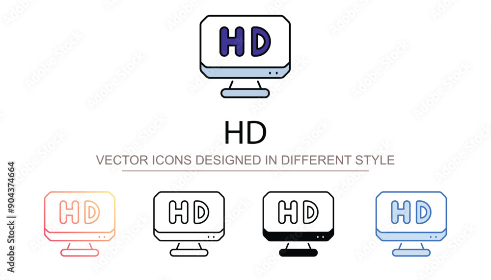 Hd icon design with white background stock illustration Hd icon design with white background stock illustration