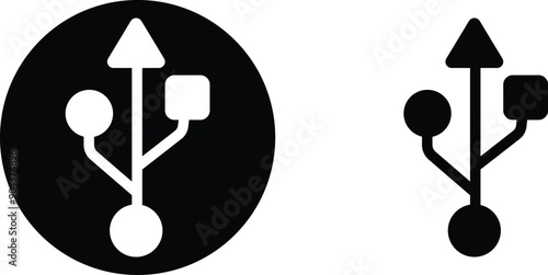 USB icon set. Flash disk flash drive flat and line black vector collection isolated on transparent background. Internet video. Console media storage, Computer Technology, charger, data transfer sign.