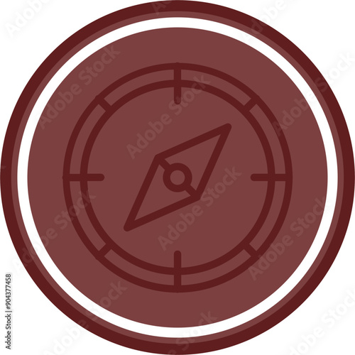 Compass Vector Line Double Circle Maroon