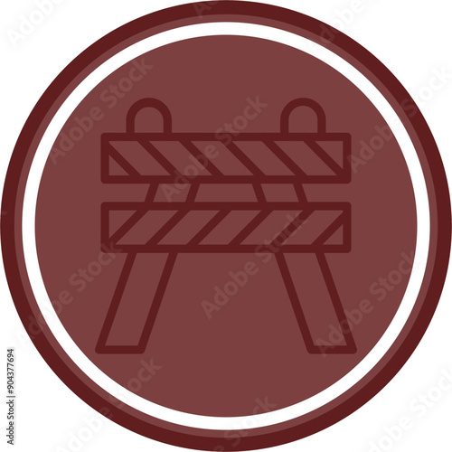 Road Obstruction Vector Line Double Circle Maroon