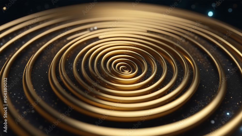 Abstract composition - golden shining spiral close-up Abstract composition - golden shining spiral close-up