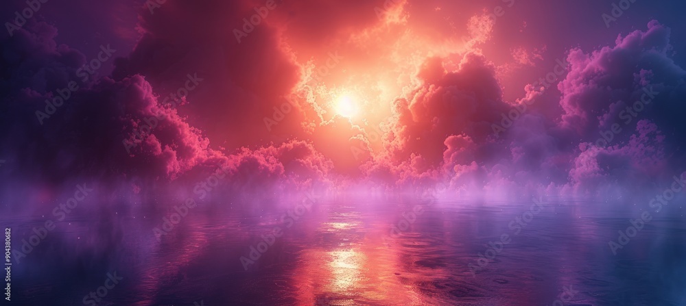 Naklejka premium A gradient background with dark purple and pink tones, creating an atmosphere of mystery and depth.